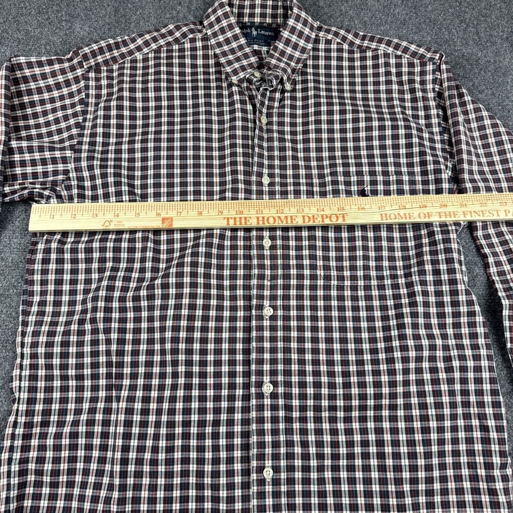 Ralph Lauren Men’s Big Shirt Medium Long Sleeve Button Up Plaid Red Blue Black - Picture 8 of 8
